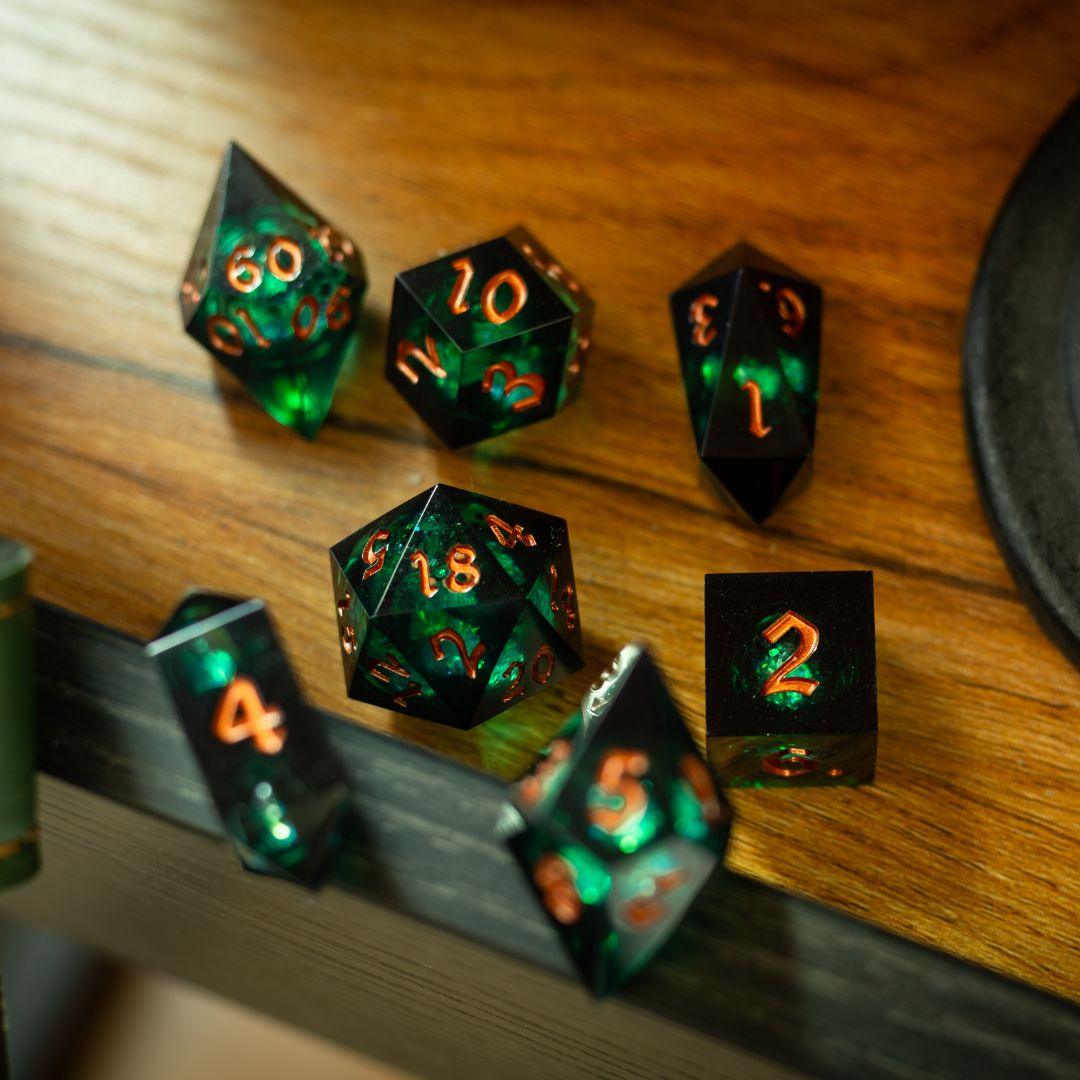 Witchwood Heart Liquid Core DND Dice Set