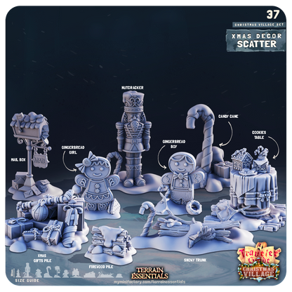 3D Printed Cast n Play Christmas Village Terrain Set 28mm 32mm D&D