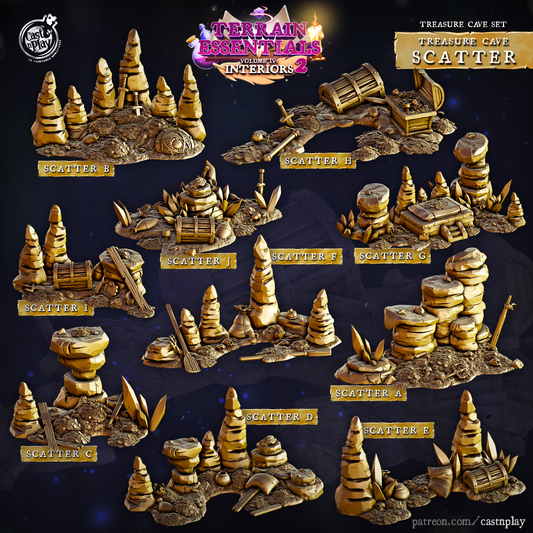 3D Printed Cast n Play Treasure Cave Scatter Terrain Set 28mm 32mm D&D