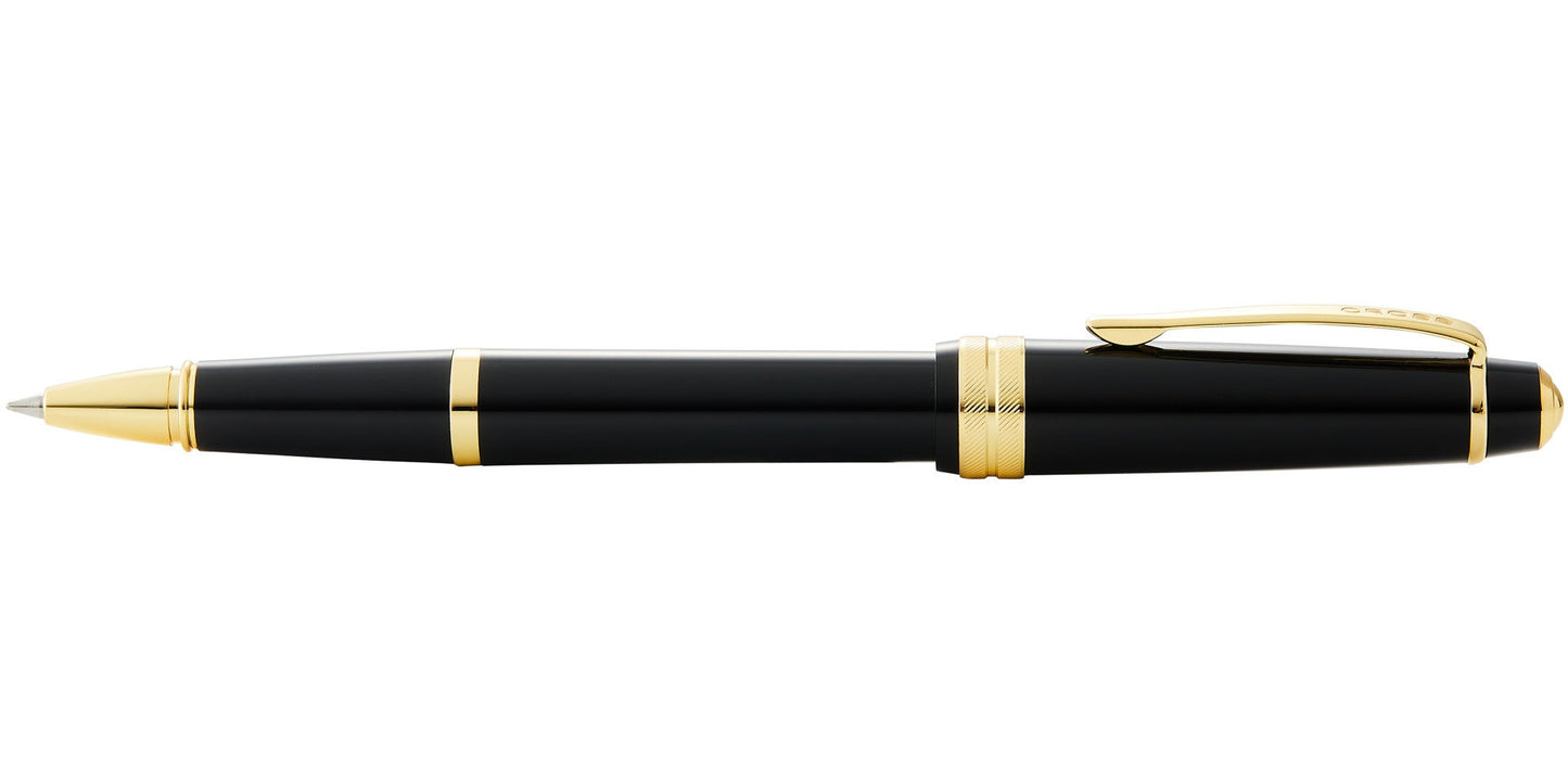 Bailey Light™ Polished Black Resin and Gold Tone Rollerball Pen