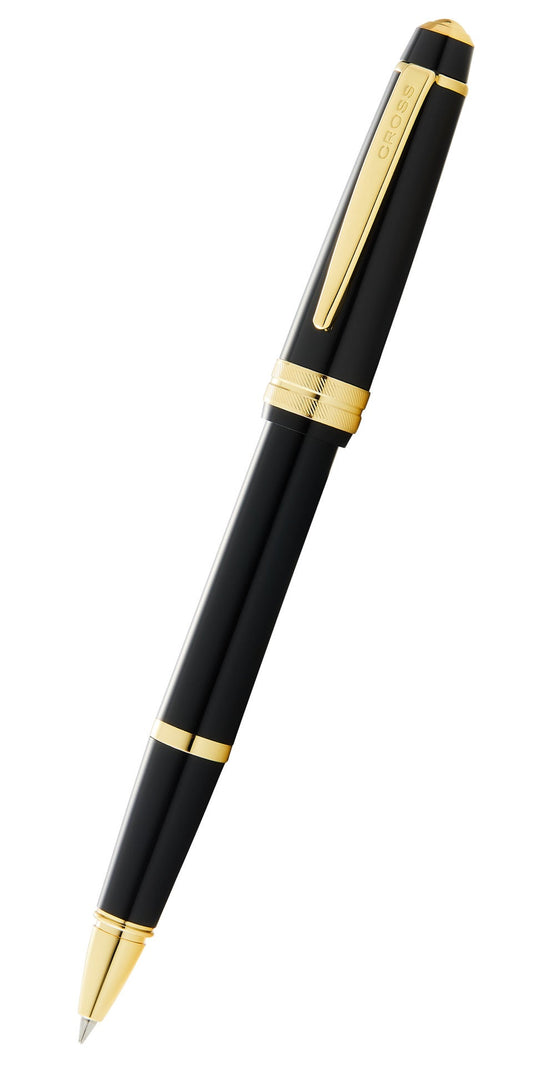Bailey Light™ Polished Black Resin and Gold Tone Rollerball Pen