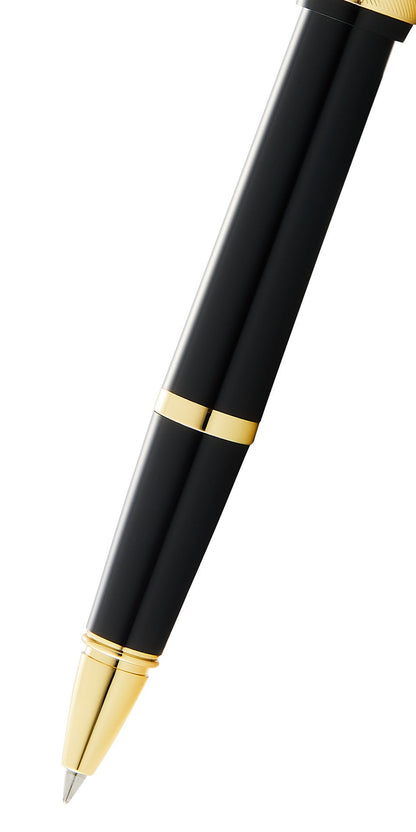 Bailey Light™ Polished Black Resin and Gold Tone Rollerball Pen